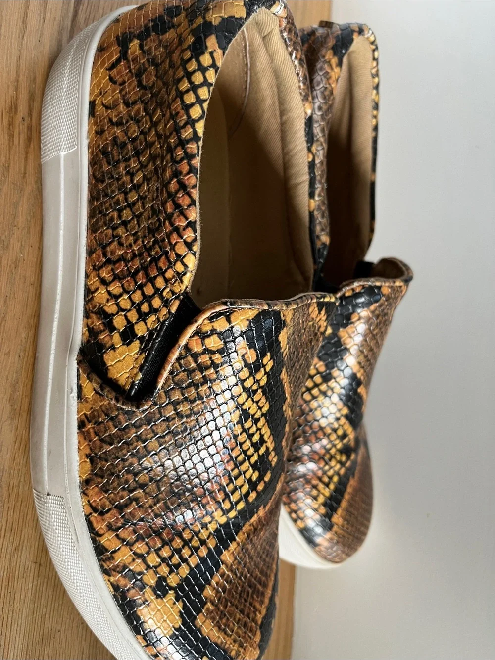 Steve Madden Yellow & Black Snakeskin Slip-On Sneakers